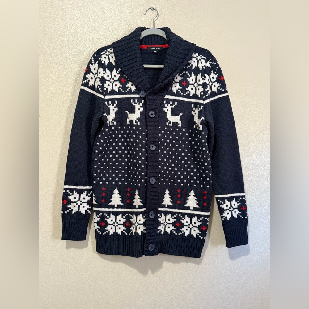 True Rock Christmas Sweater Cardigan Medium Holidays Unisex cotton wool Blend